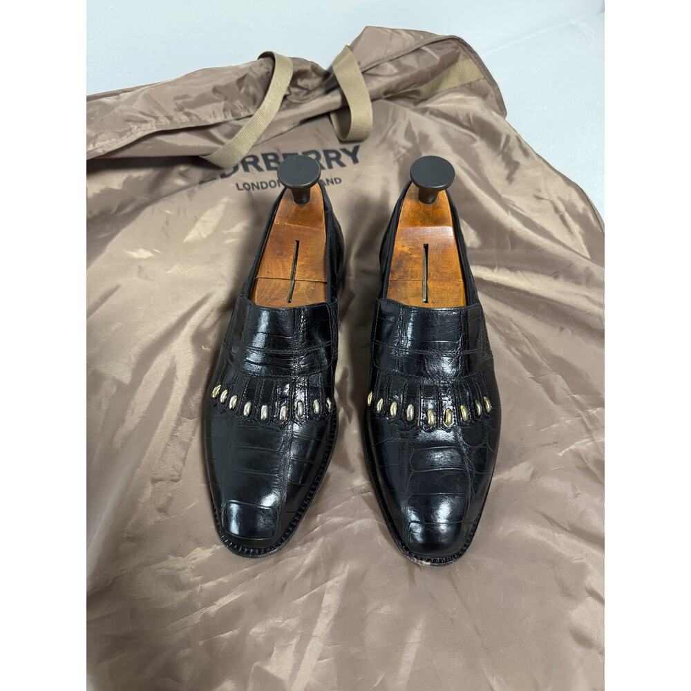 R Martegani Shoes Mens Size 9 Black Alligator Loafer Italy Exotic Dress Formal